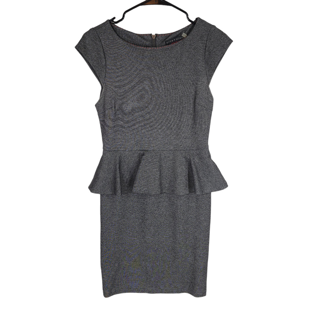 Alice + Olivia Pencil Dress 4 Women Employed‎ Gray Ruffle Waist Tiered Career